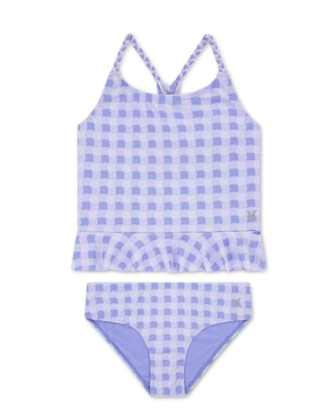 New! Hurley Girls 2-Piece Braided Ruffle Tankini